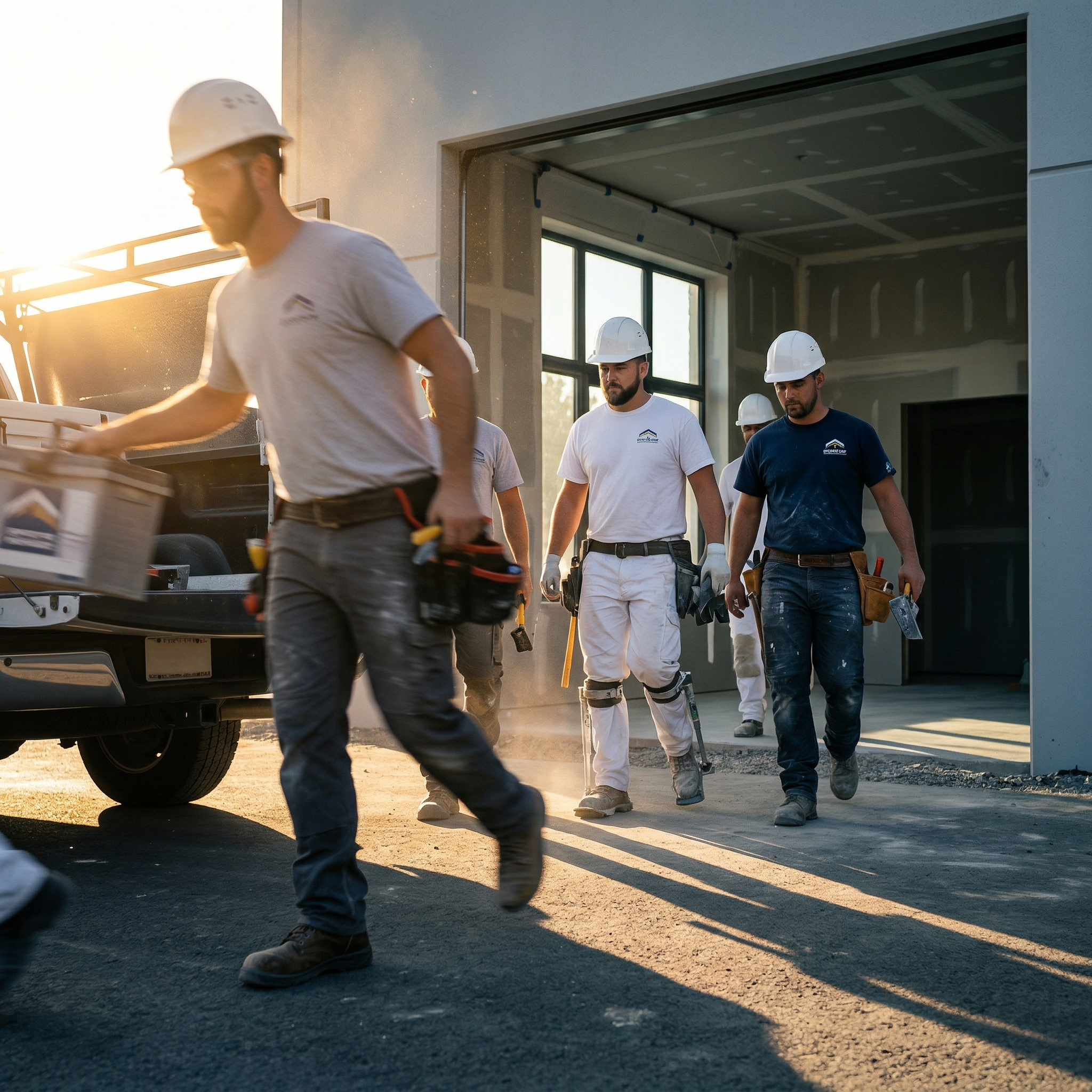 Superior Finish Drywall crew heading out to work